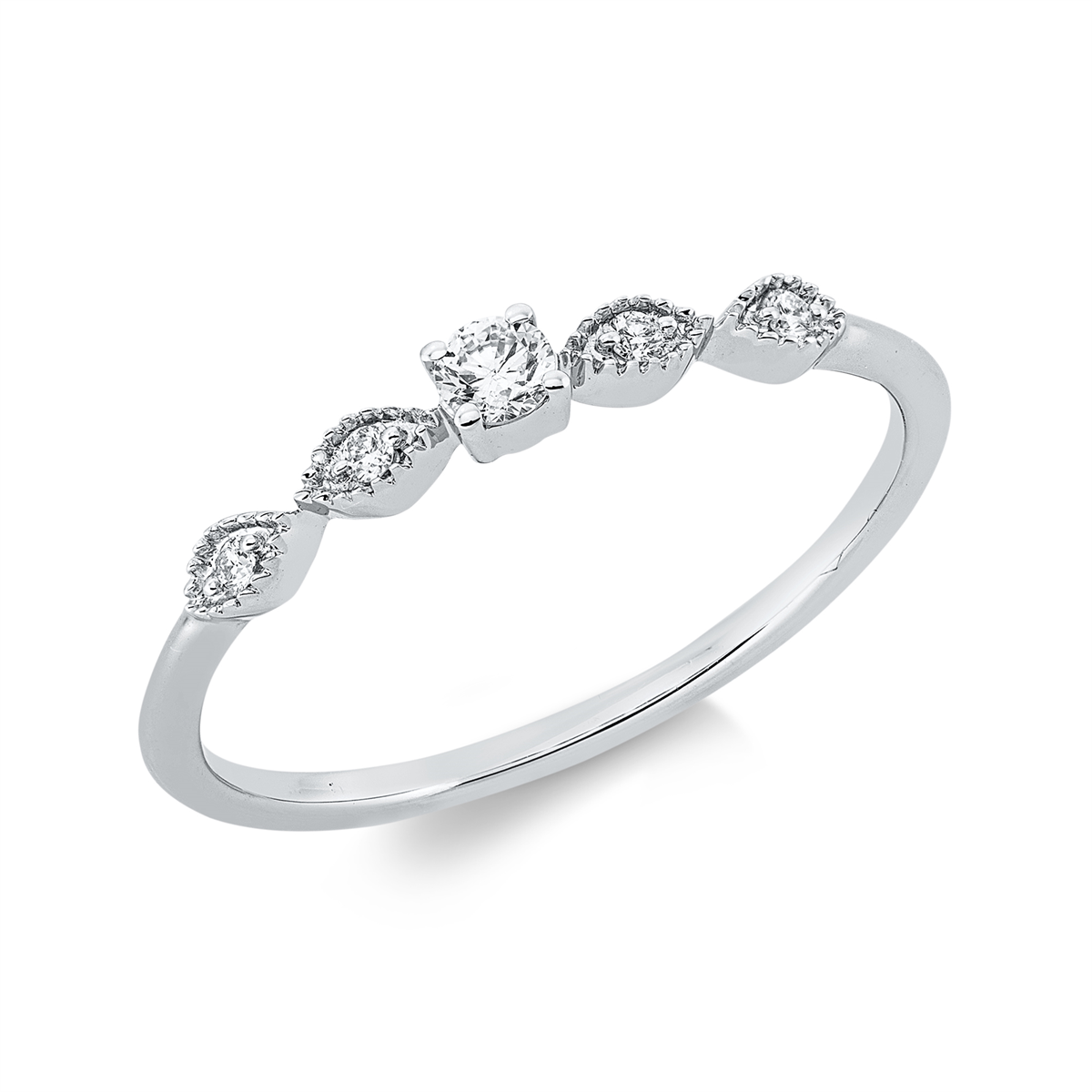 diamond full cut  modern woman ring in white gold