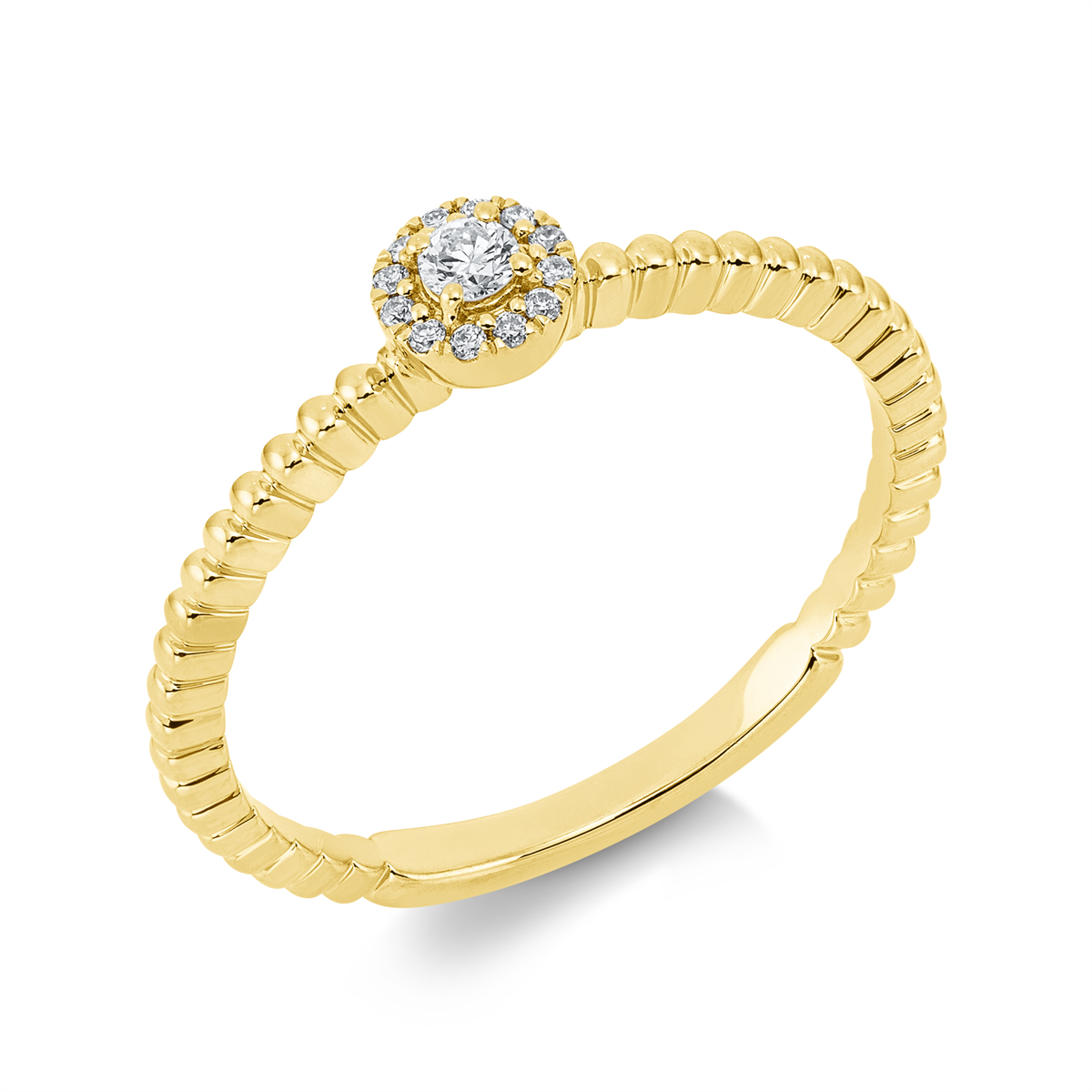 diamond full cut  solitaire with accent stones ring in yellow gold