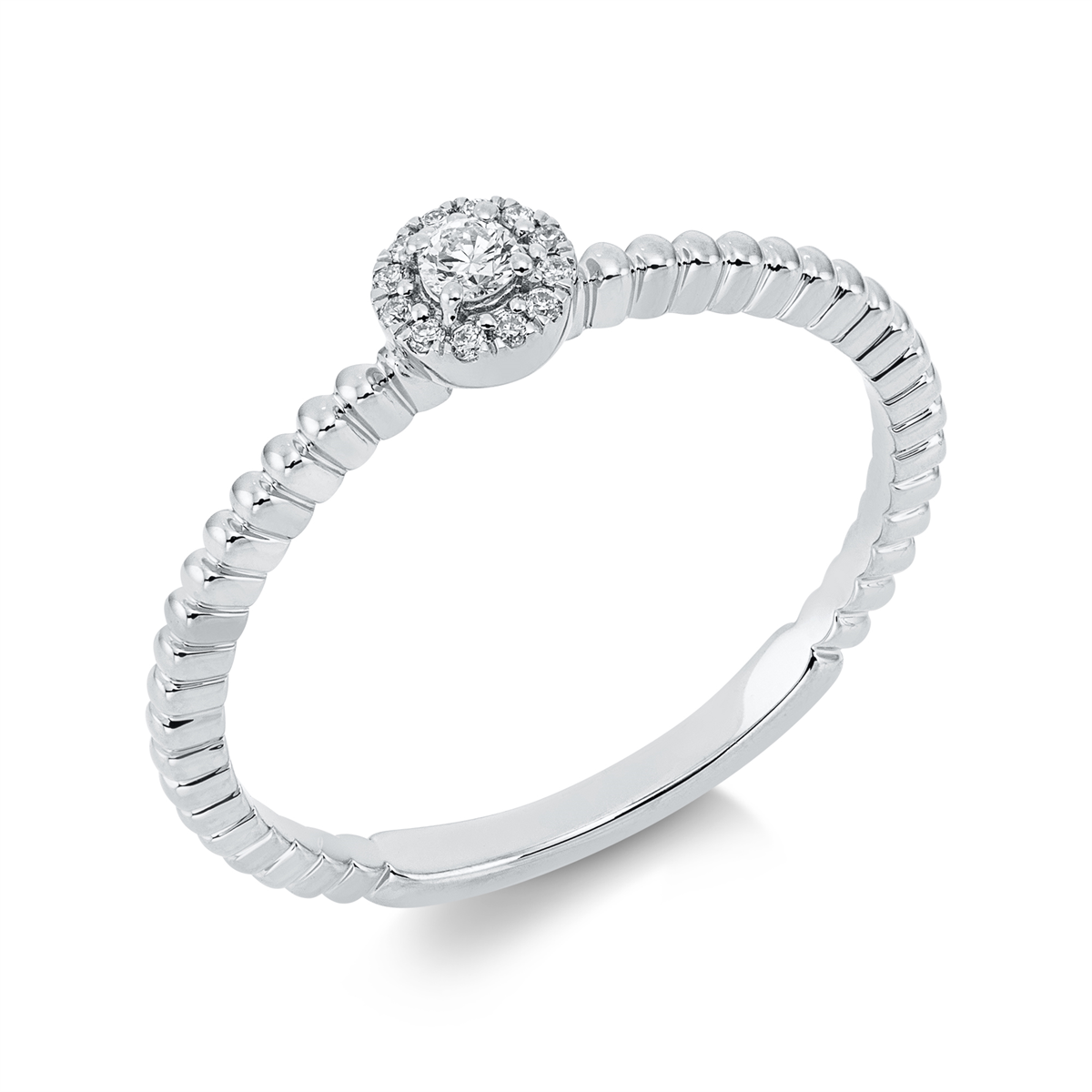 diamond full cut  solitaire with accent stones ring in white gold