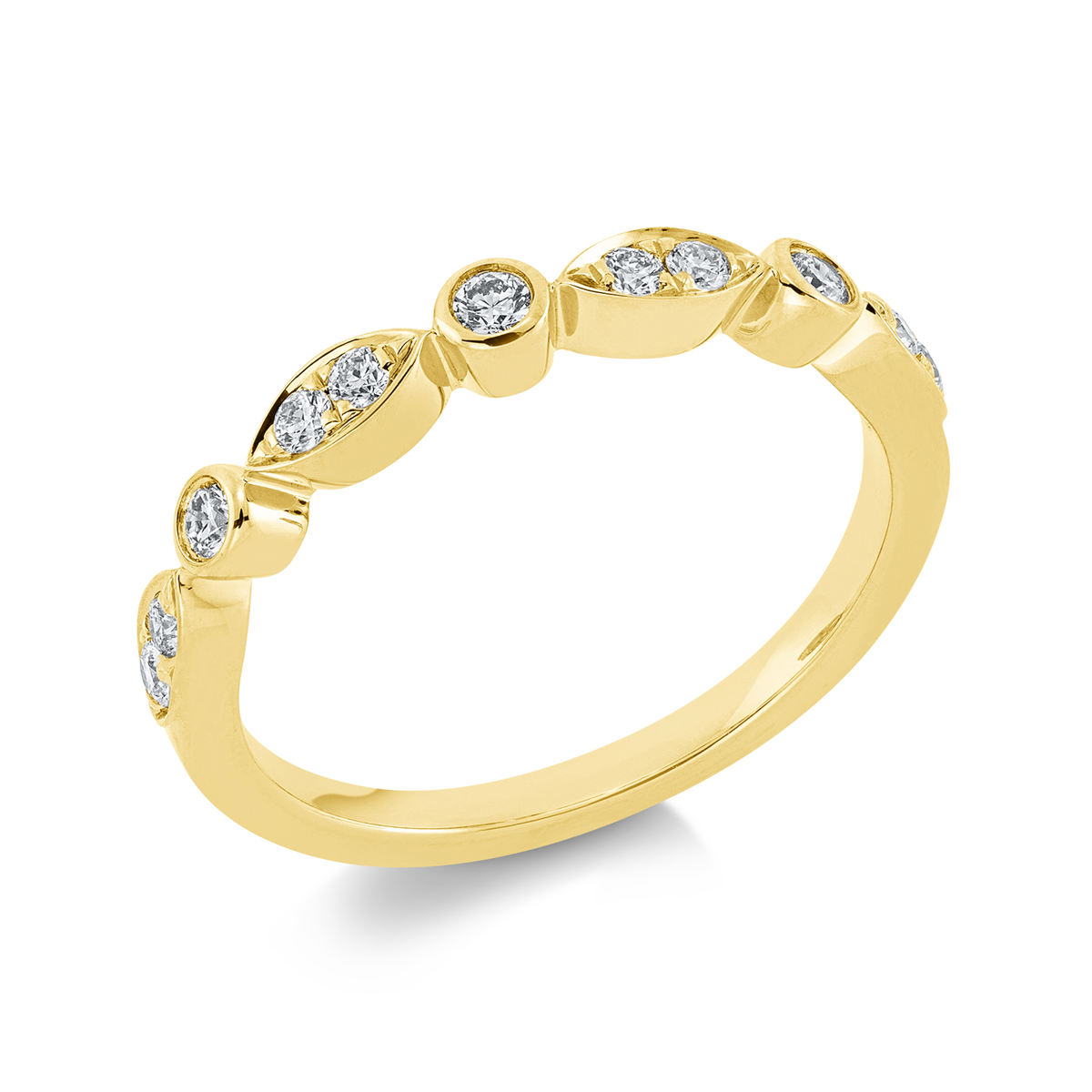 diamond full cut  modern woman ring in yellow gold