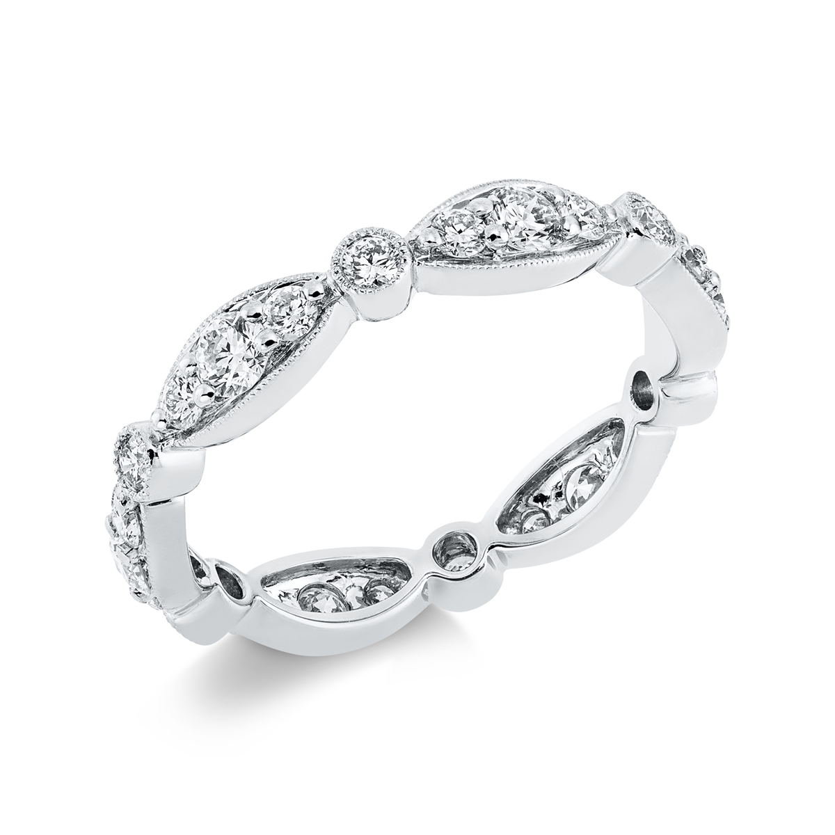 diamond full cut  modern woman ring in white gold