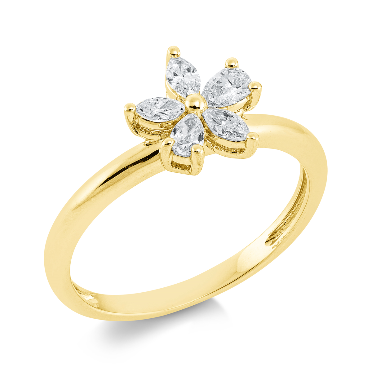 pear shape  modern woman ring in yellow gold