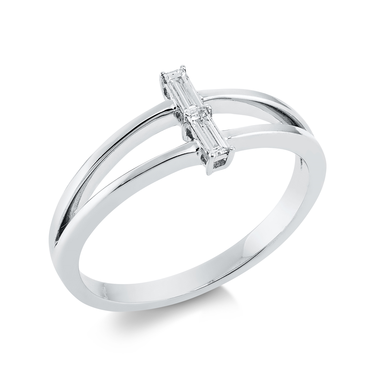 baguette  baguette ring in white gold