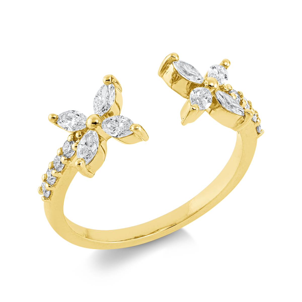 diamond full cut  modern woman ring in yellow gold