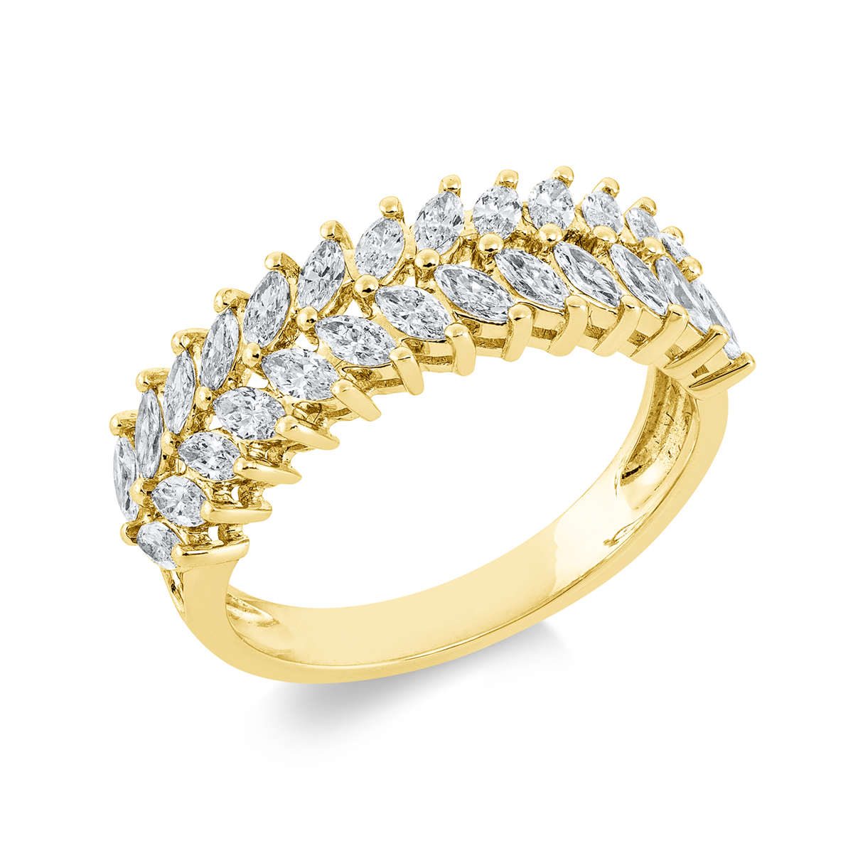 marquise  multi-stone ring in yellow gold