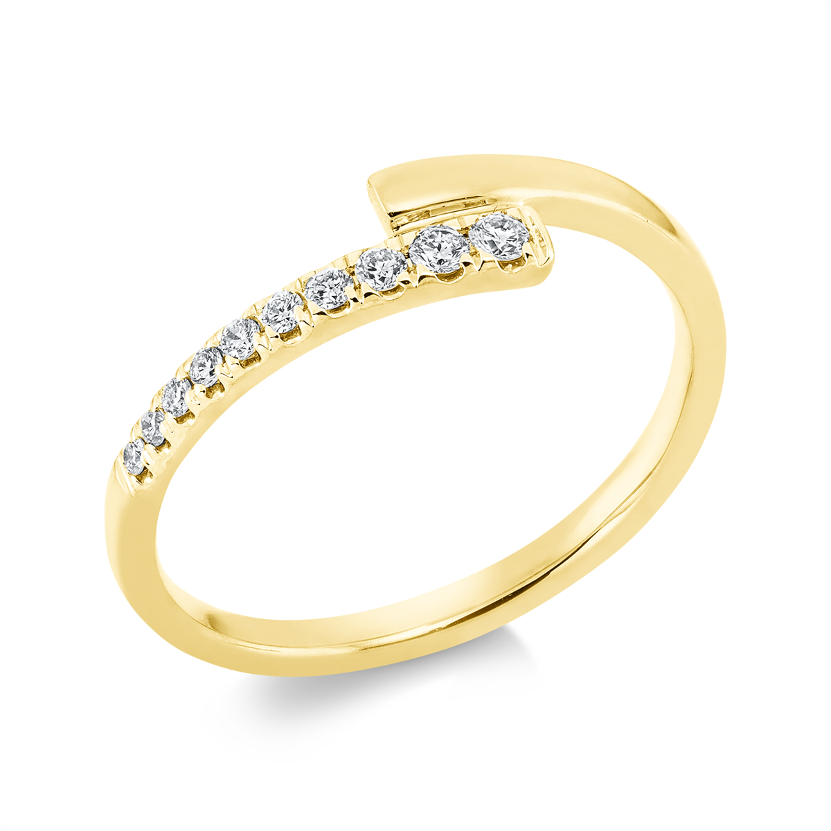 diamond full cut  modern woman ring in yellow gold