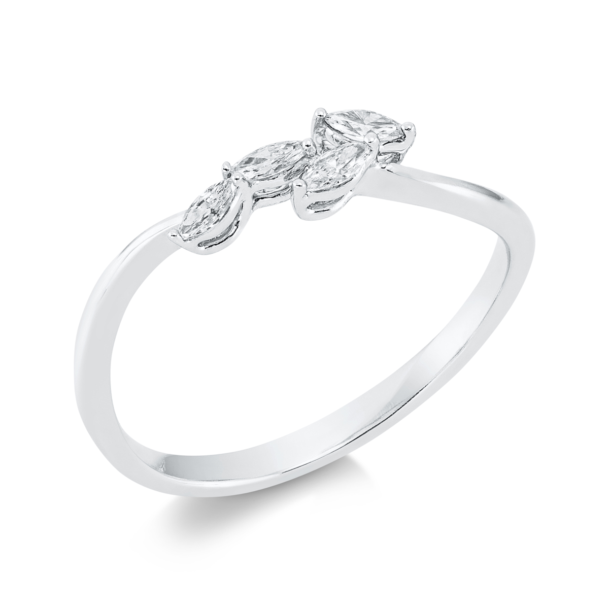 marquise  modern woman ring in white gold