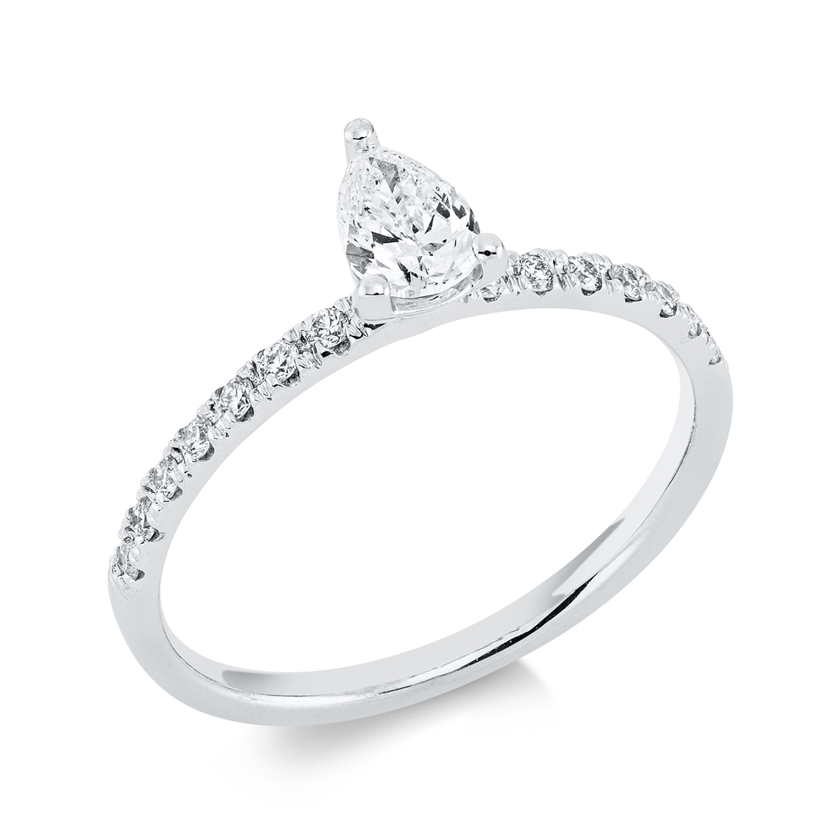 diamond full cut  solitaire with accent stones ring in white gold