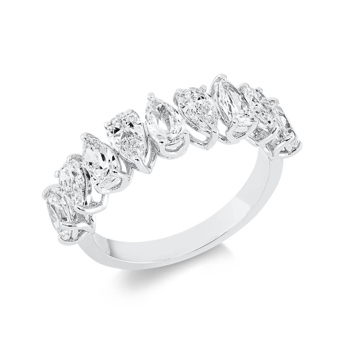 pear shape  eternity half ring in white gold