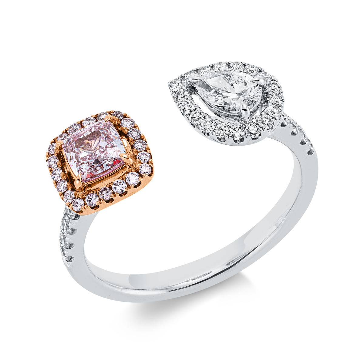 diamond full cut  fancy colored diamond ring in whitegold / rosegold