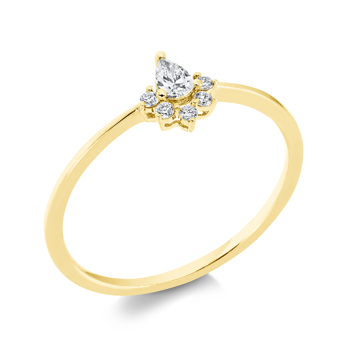 diamond full cut  modern woman ring in yellow gold