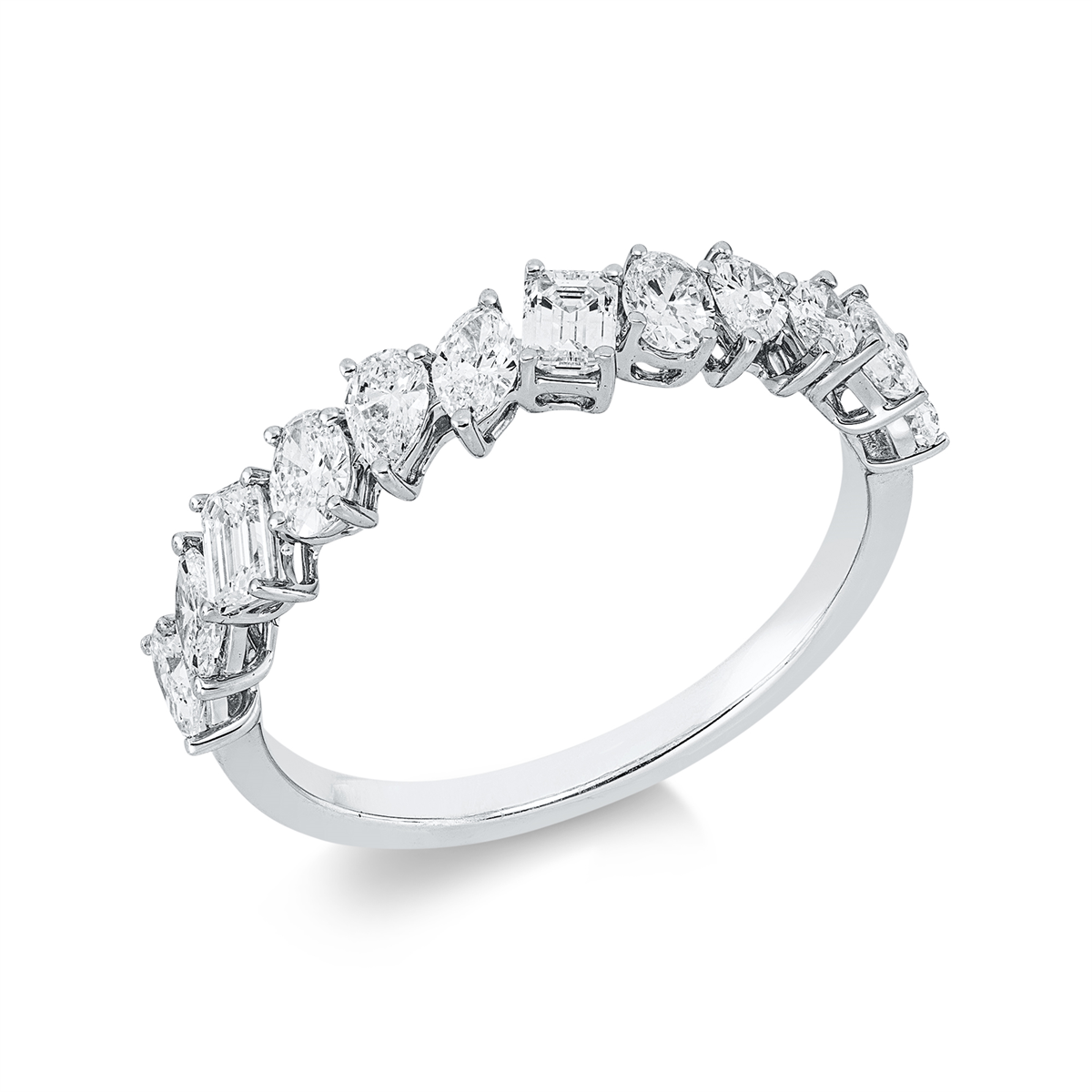 pear shape  modern woman ring in white gold