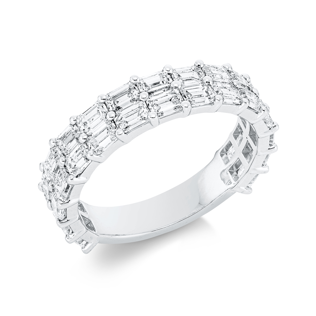 emerald cut  baguette ring in white gold