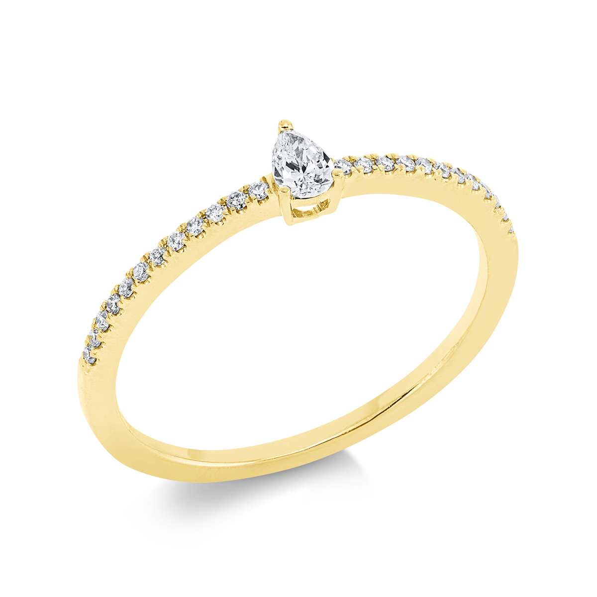 diamond full cut  solitaire with accent stones ring in yellow gold