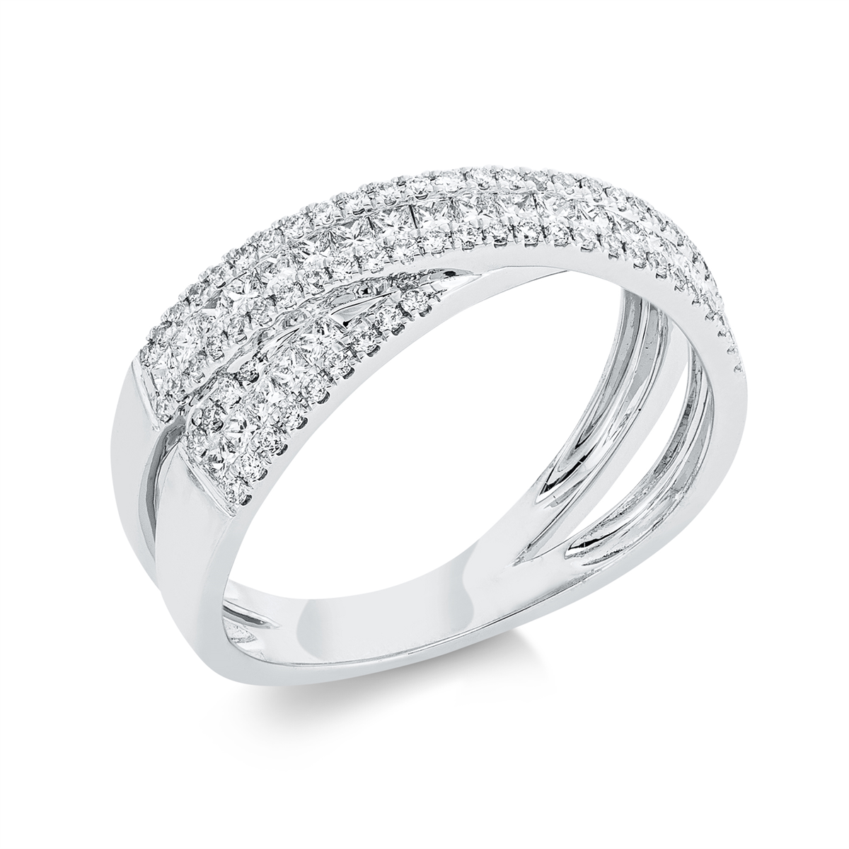 diamond full cut  baguette ring in white gold