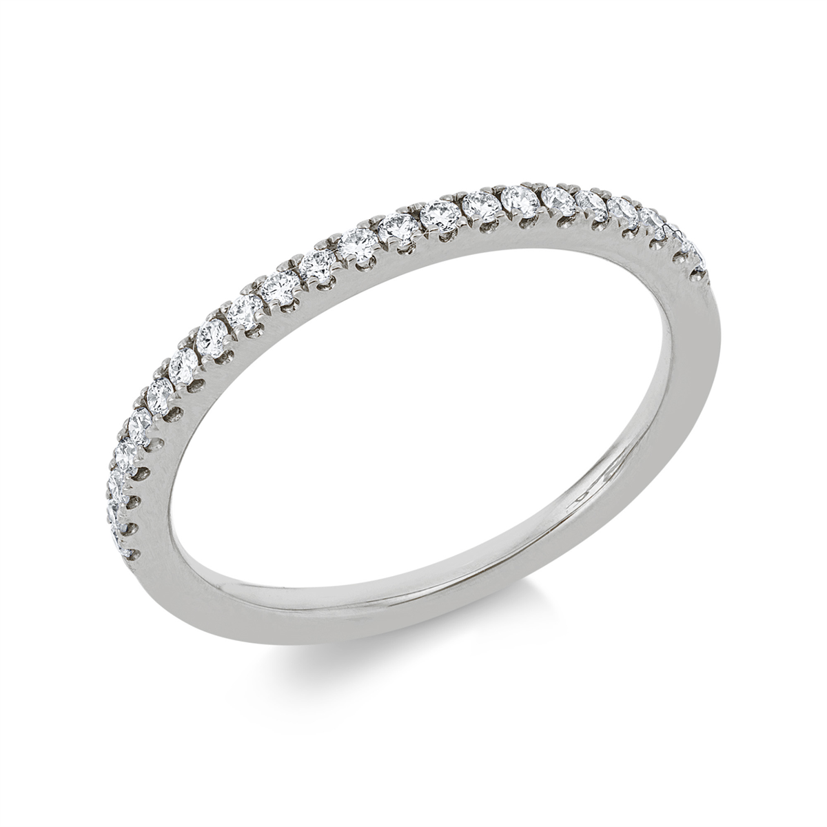 diamond full cut  eternity half ring in white gold