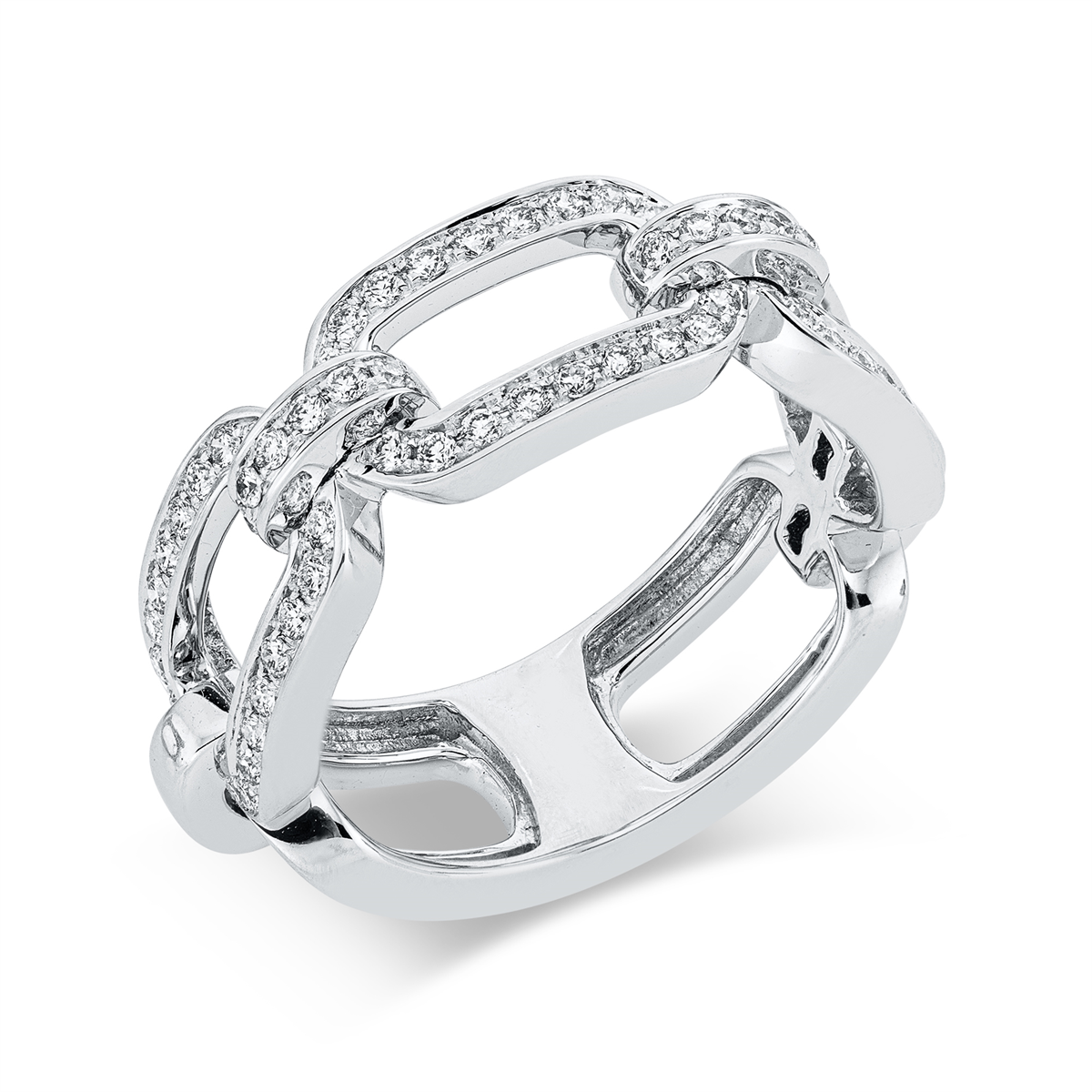 diamond full cut  modern woman ring in white gold