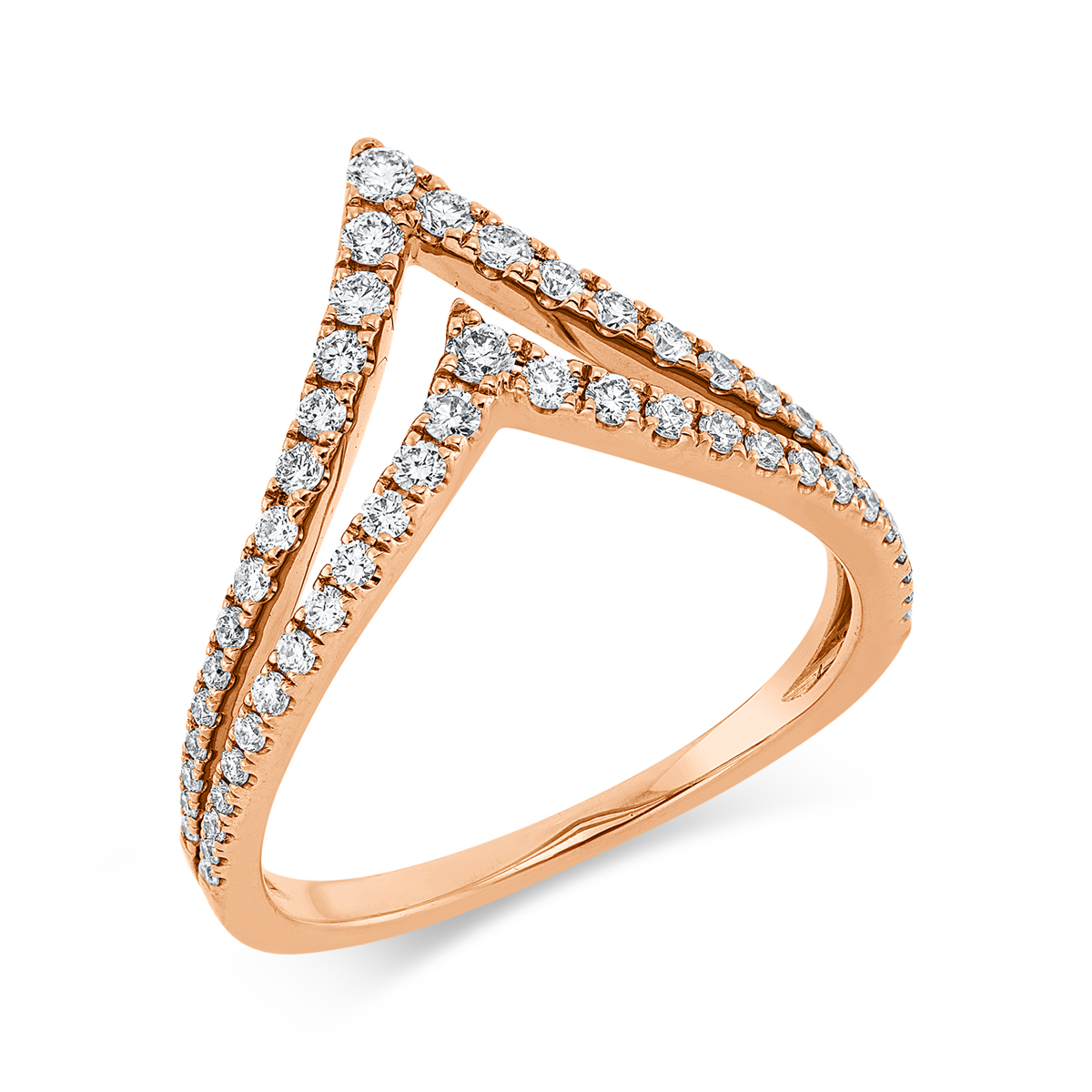 diamond full cut  modern woman ring in red gold