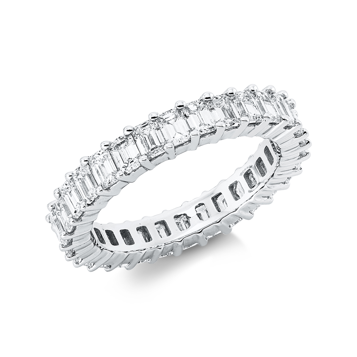 emerald cut  baguette ring in white gold