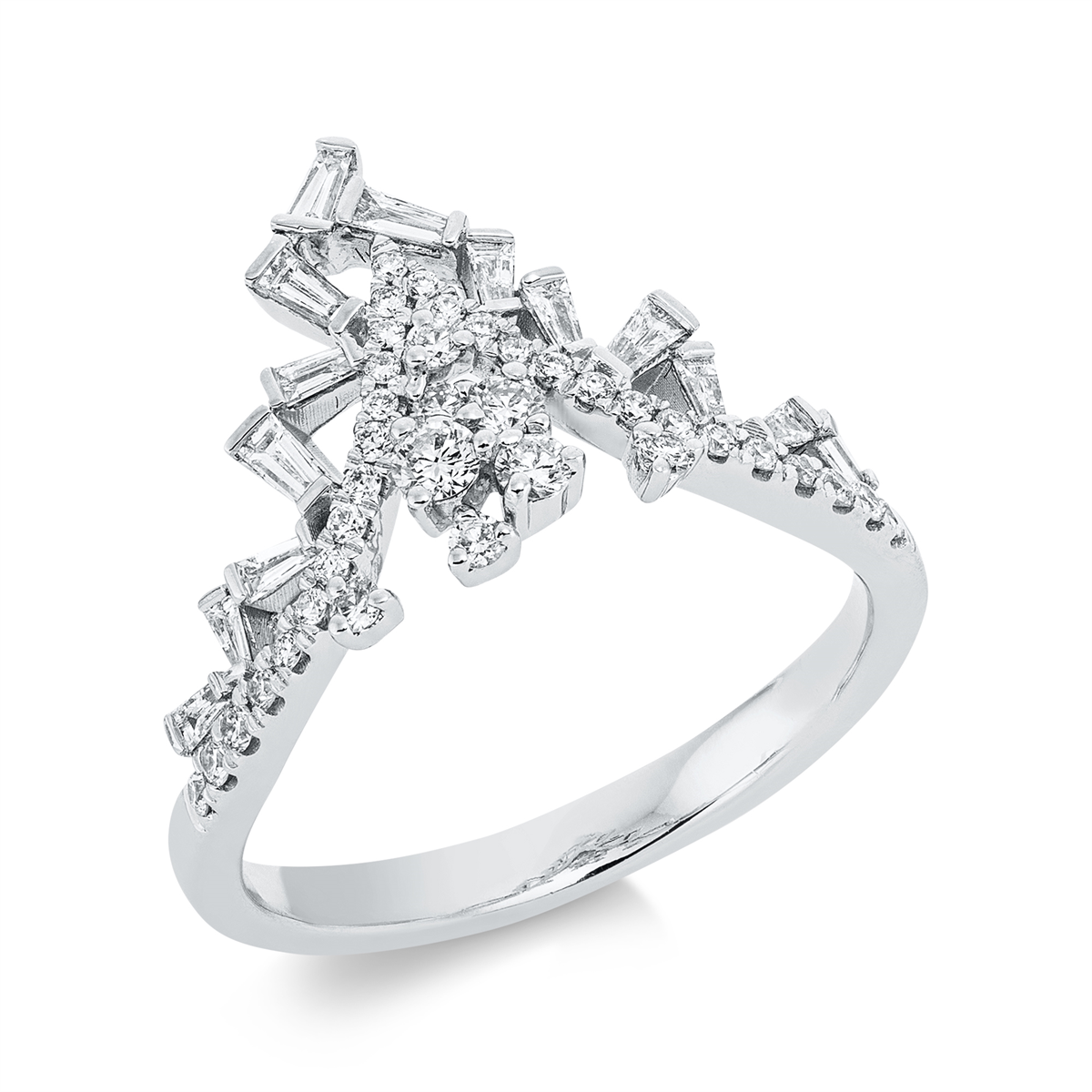 diamond full cut  modern woman ring in white gold