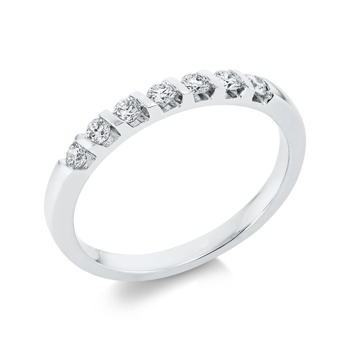 diamond full cut  eternity half ring in white gold