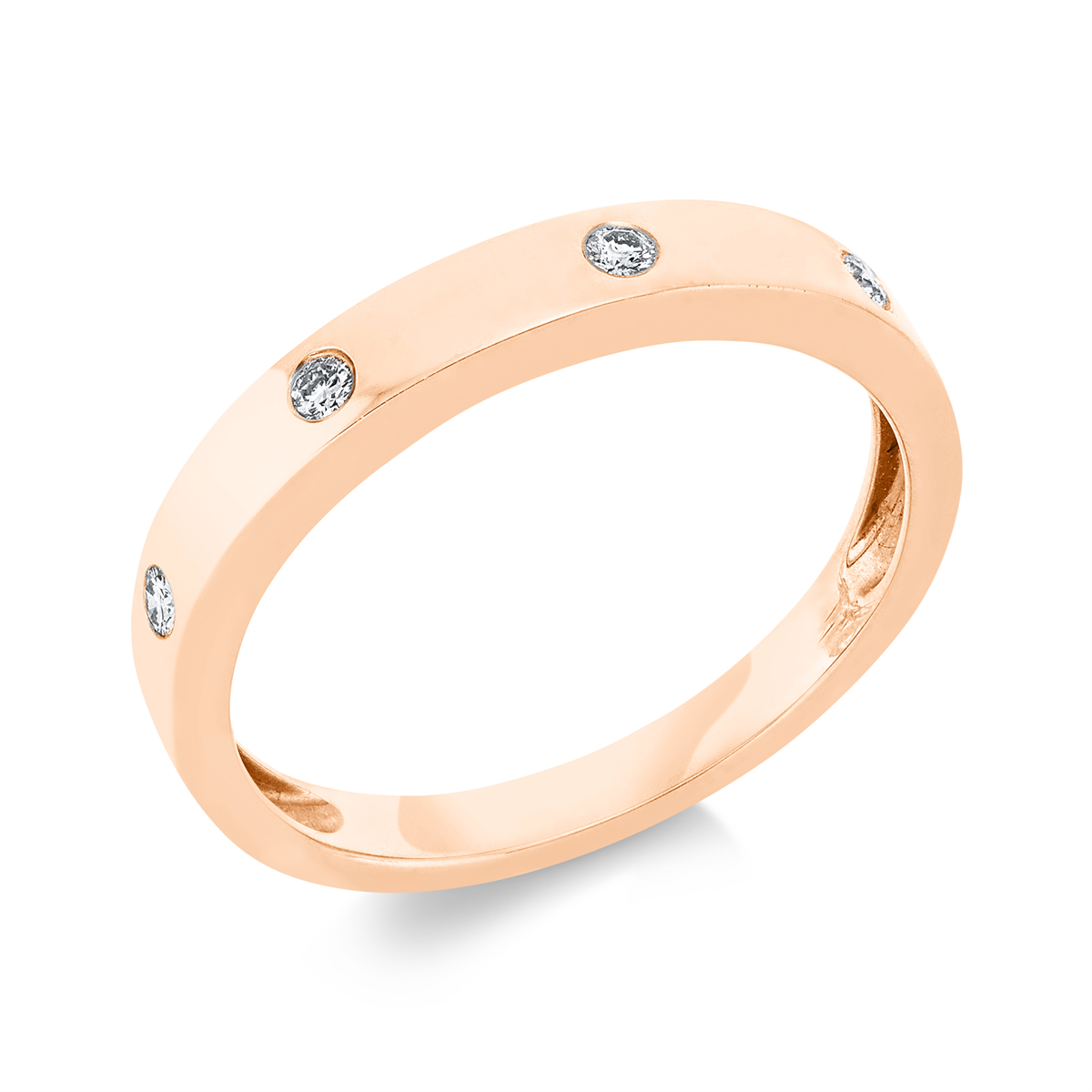 diamond full cut  modern woman ring in red gold