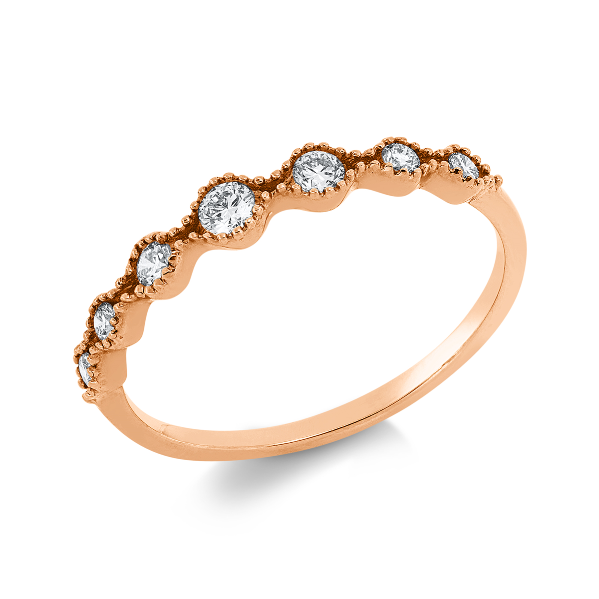 diamond full cut  modern woman ring in red gold