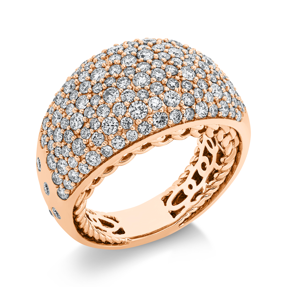 diamond full cut  pavé ring in red gold