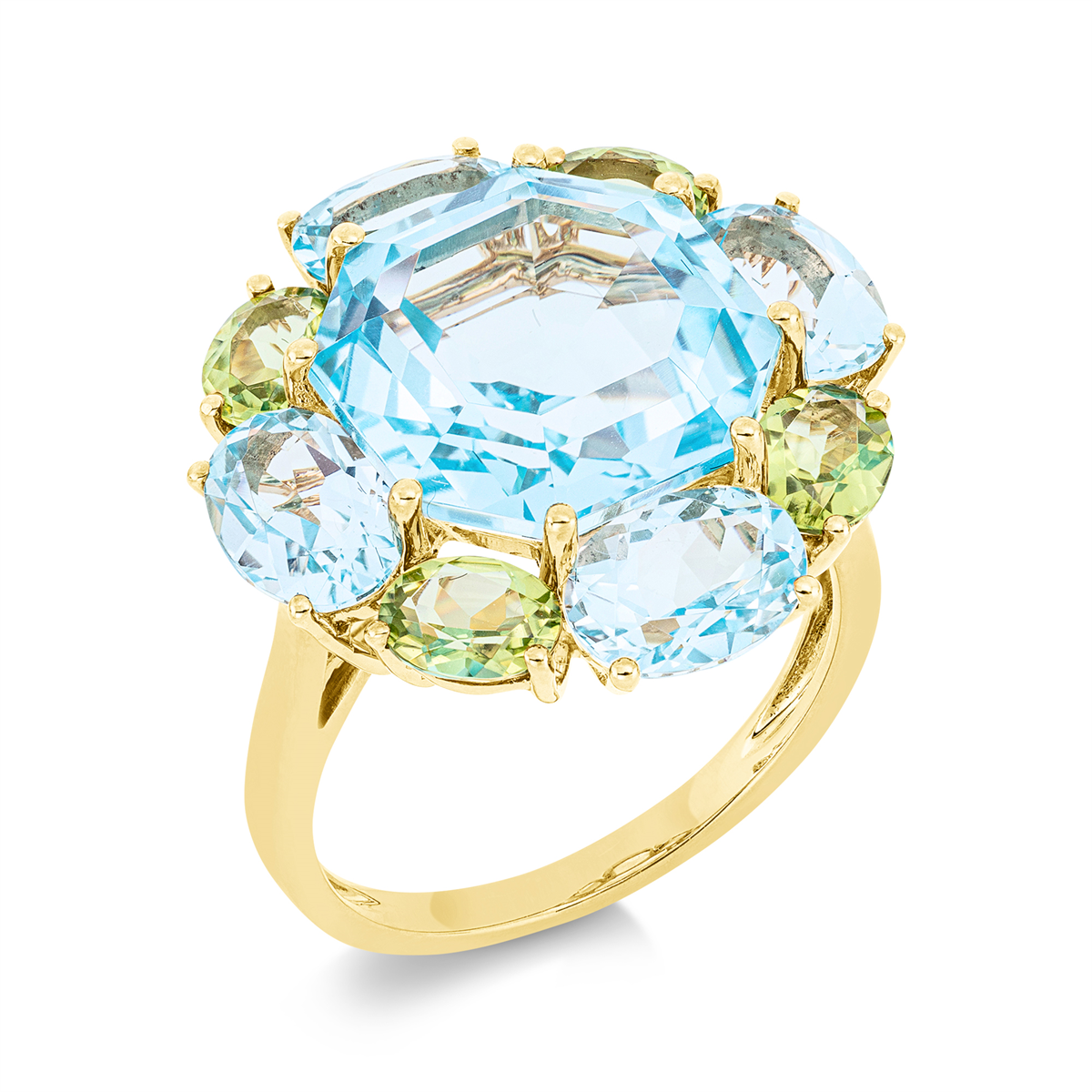 gekleurde stenen mode ring - 1FO27