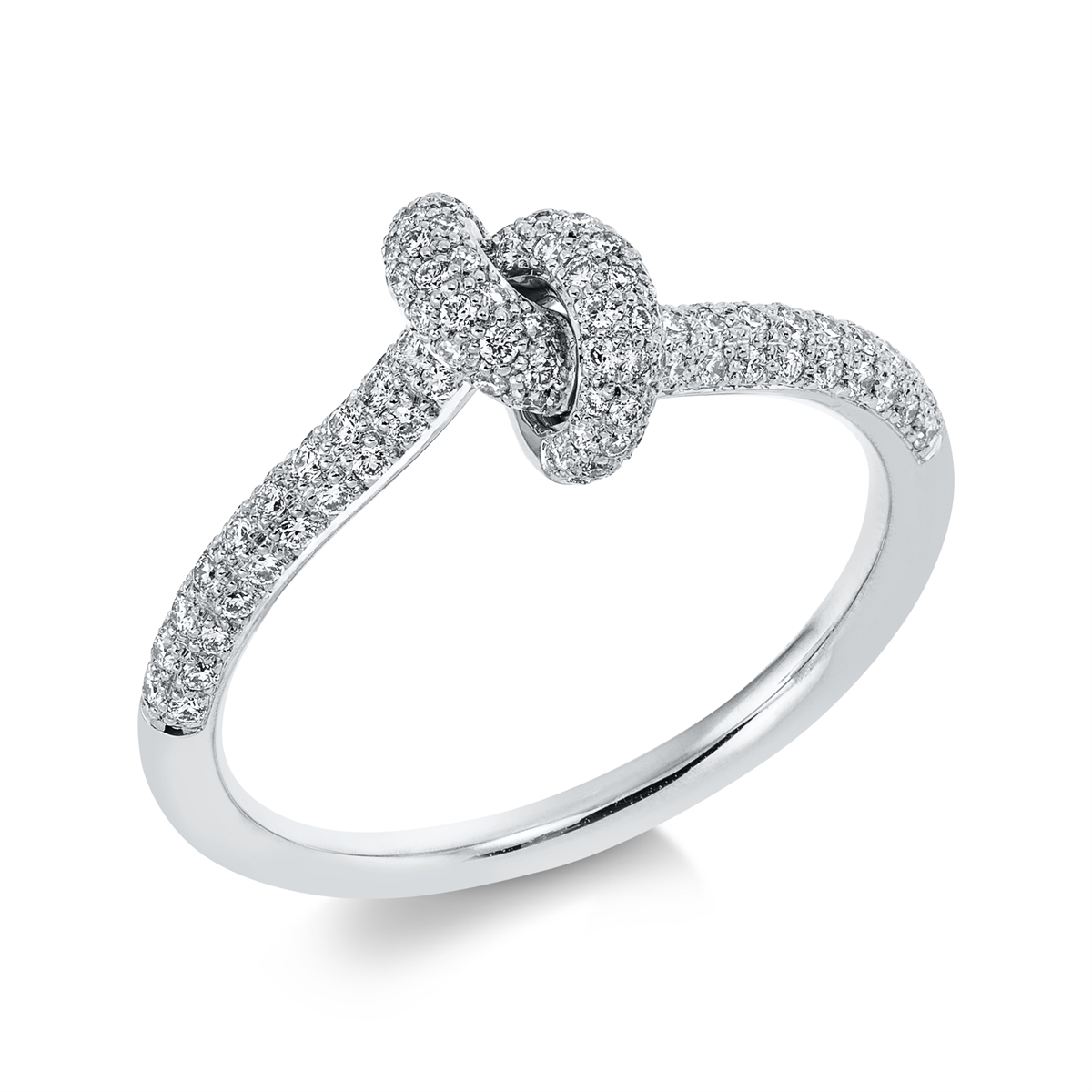 diamond full cut  pavé ring in white gold
