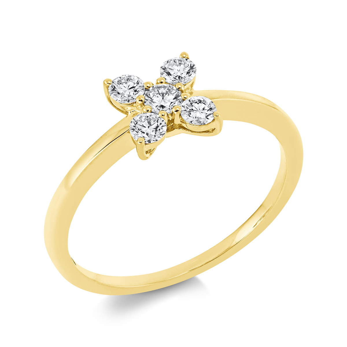 diamond full cut  modern woman ring in yellow gold