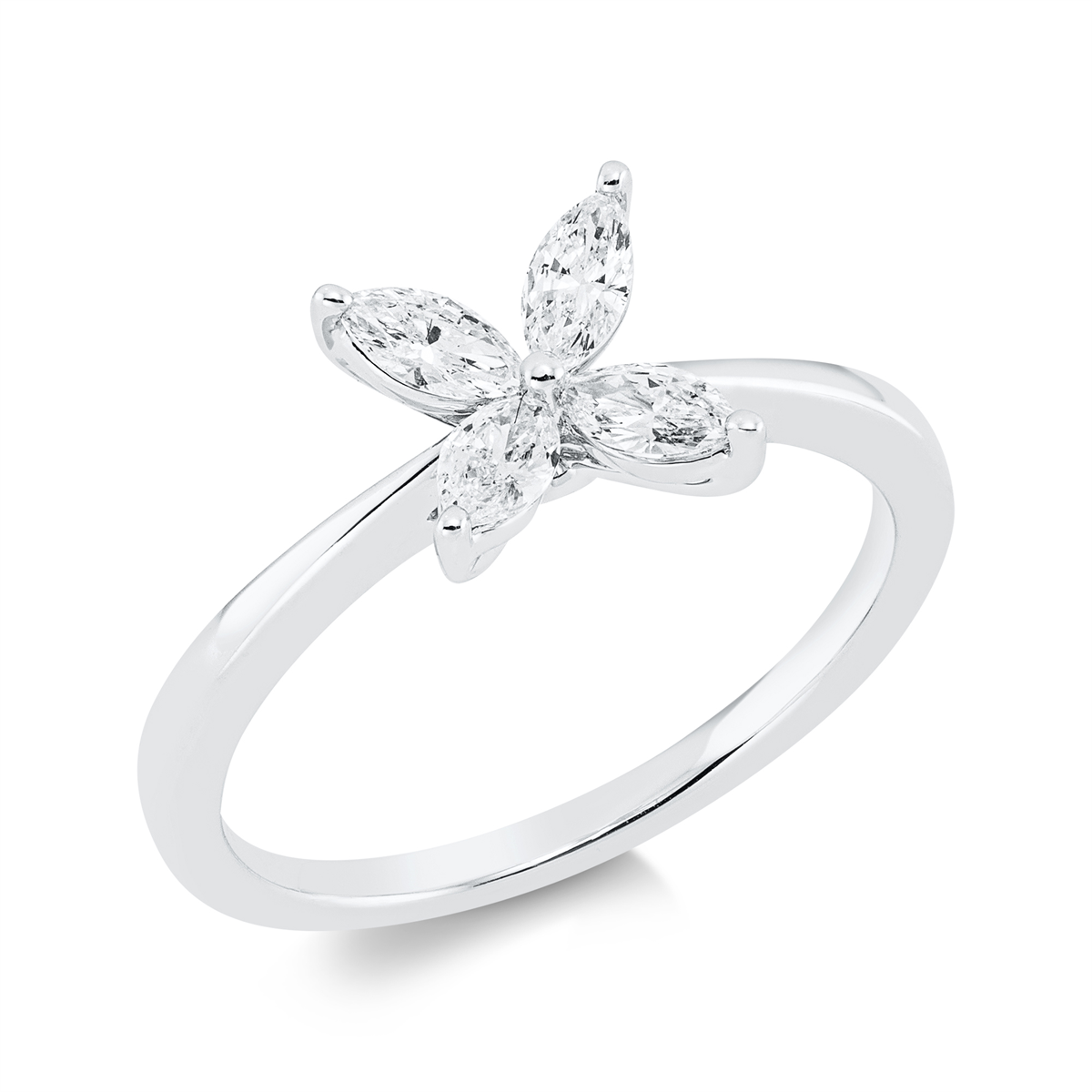 marquise  modern woman ring in white gold