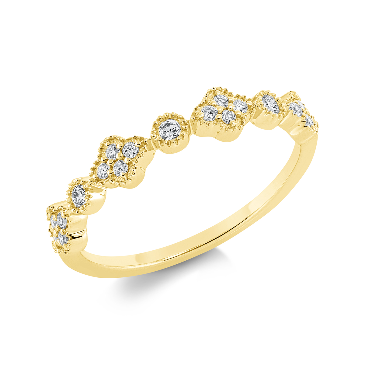 diamond full cut  modern woman ring in yellow gold