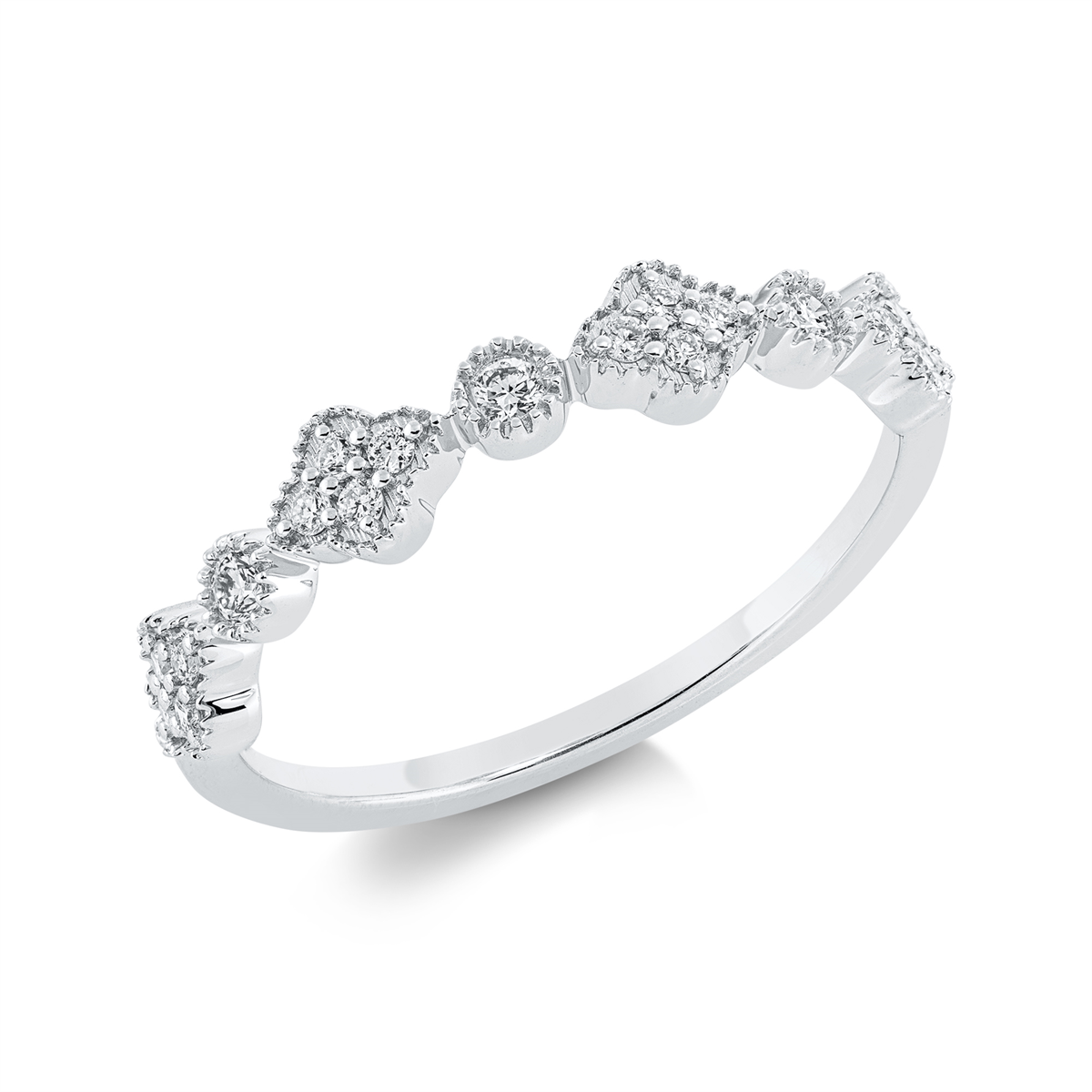 diamond full cut  modern woman ring in white gold