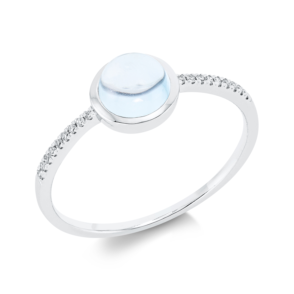 diamond single cut topaz colored stone fashion ring in white gold
