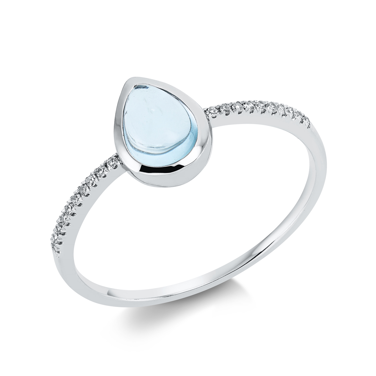 diamond single cut topaz colored stone fashion ring in white gold