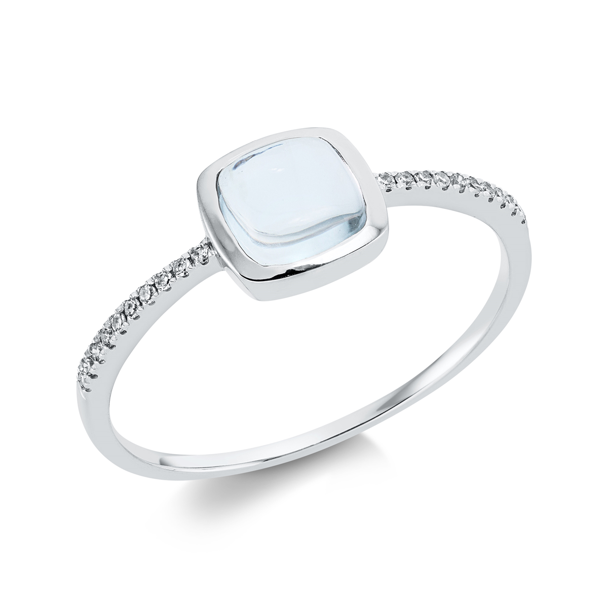 diamond single cut topaz colored stone fashion ring in white gold