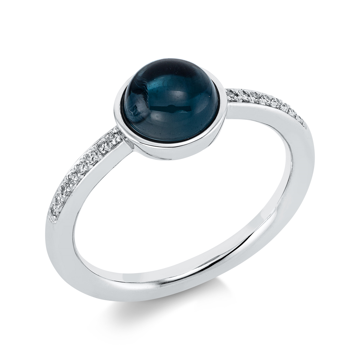 diamond single cut topaz colored stone fashion ring in white gold