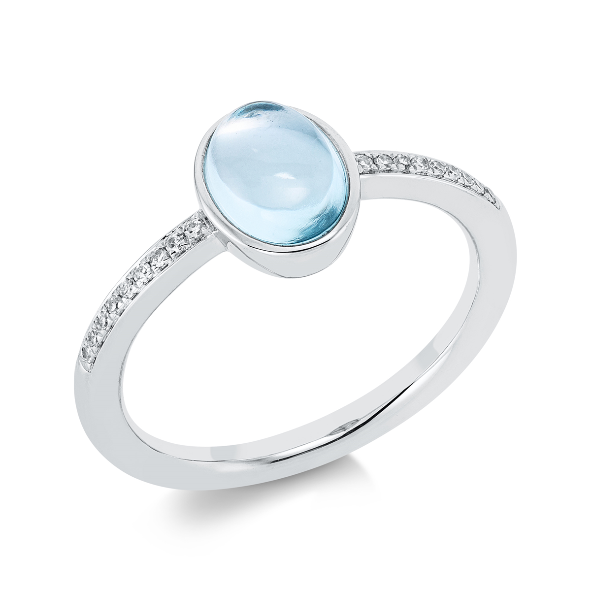 diamond single cut topaz colored stone fashion ring in white gold