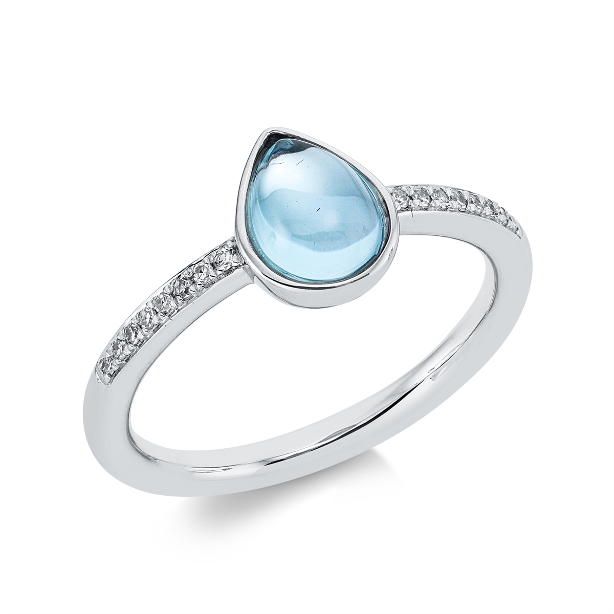 diamond single cut topaz colored stone fashion ring in white gold