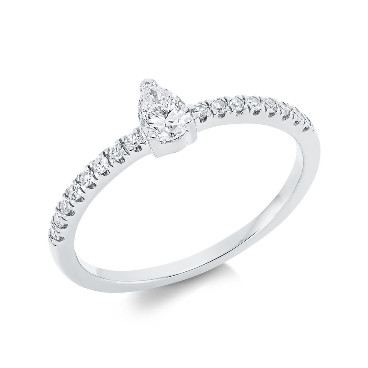 diamond single cut  solitaire with accent stones ring in white gold