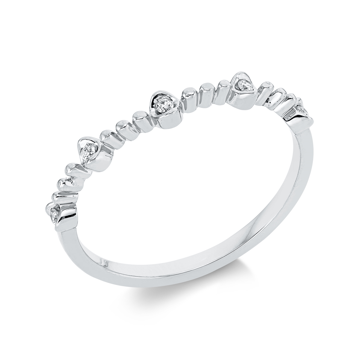 diamond full cut  modern woman ring in white gold