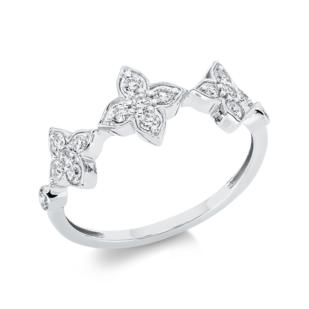 diamond full cut  modern woman ring in white gold