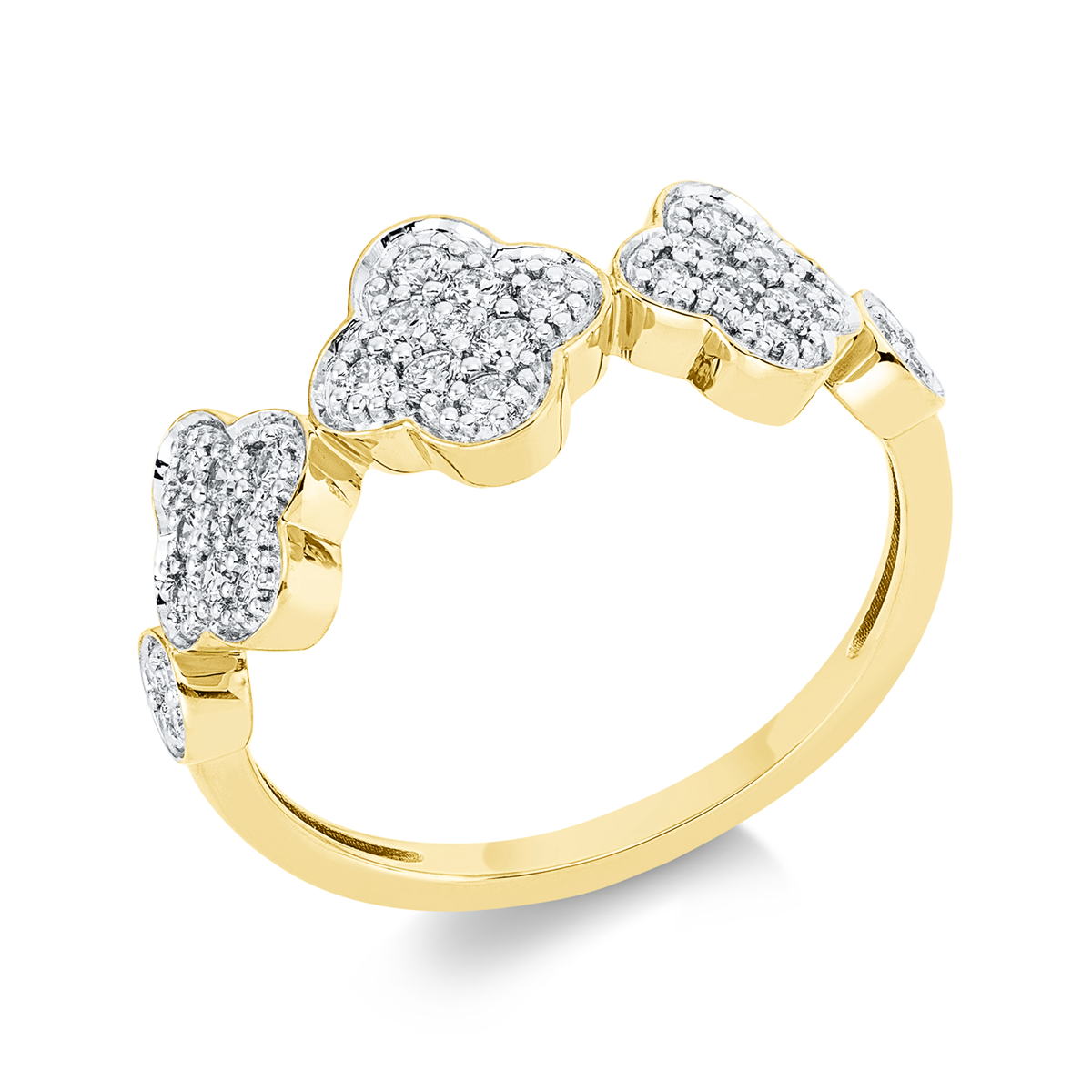 diamond full cut  illusion classic ring in yellow gold