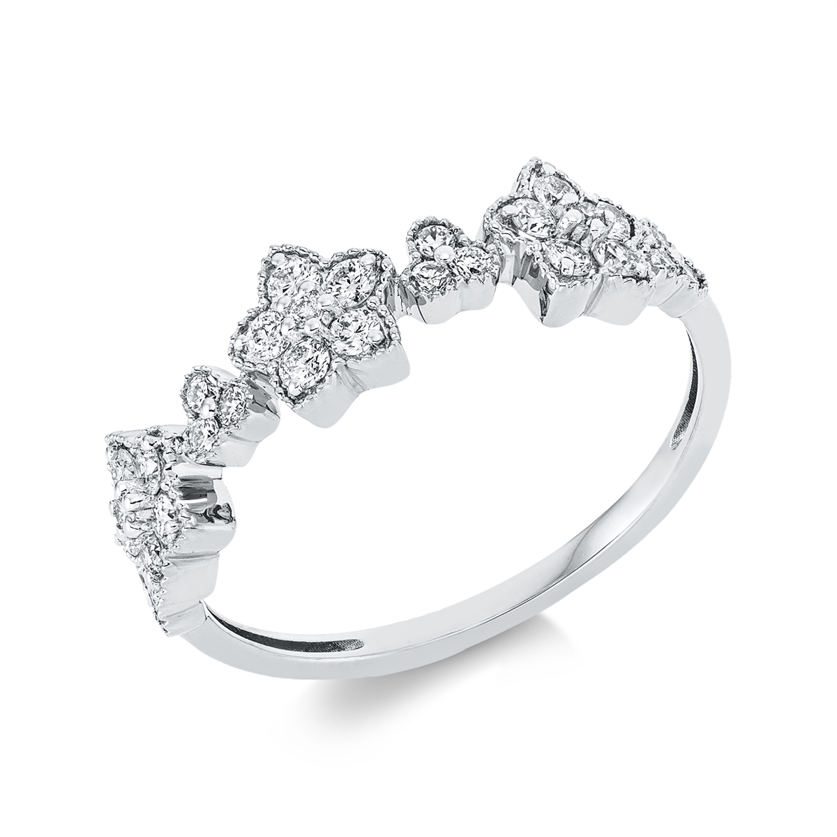 diamond full cut  modern woman ring in white gold
