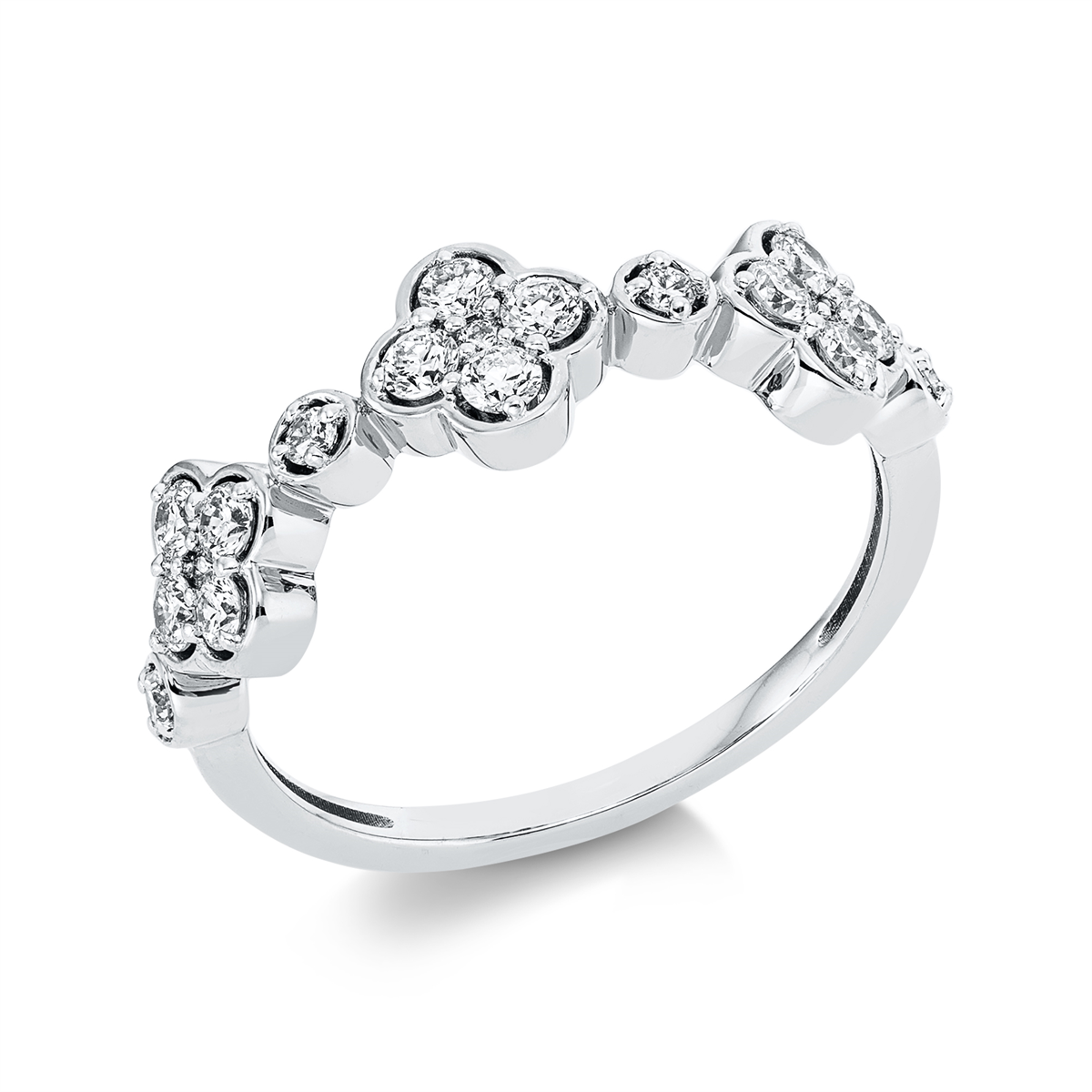 diamond full cut  modern woman ring in white gold