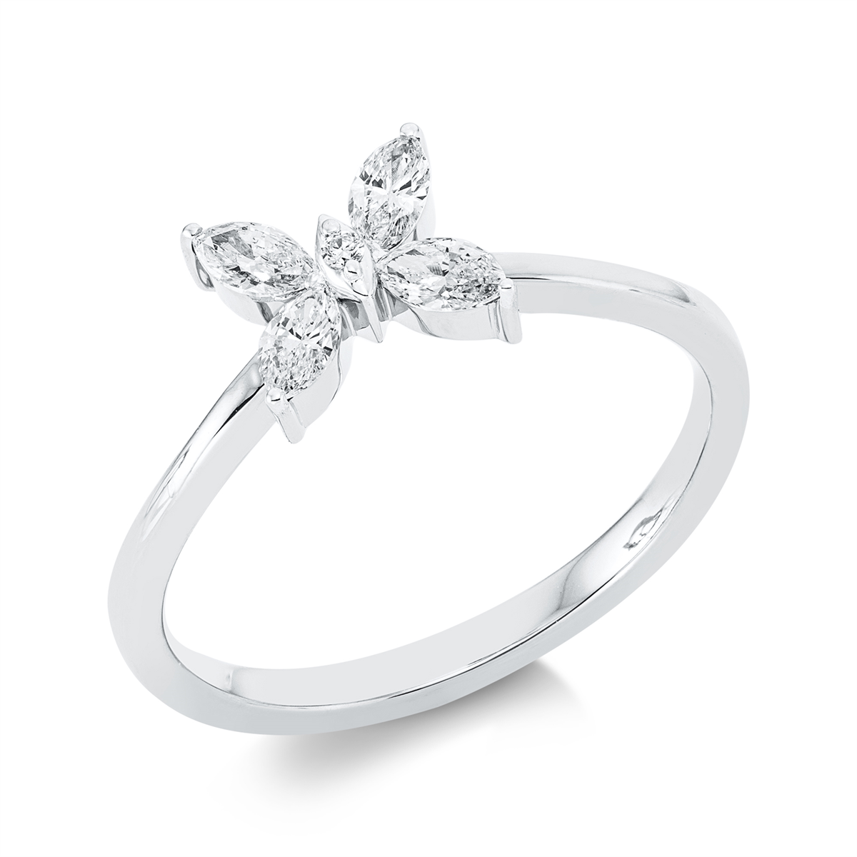 diamond full cut  modern woman ring in white gold