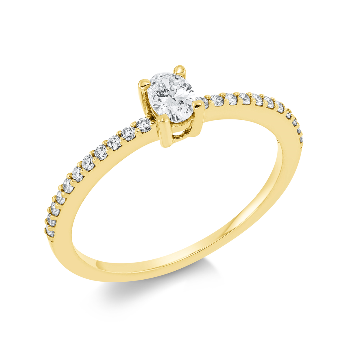 diamond full cut  solitaire with accent stones ring in yellow gold