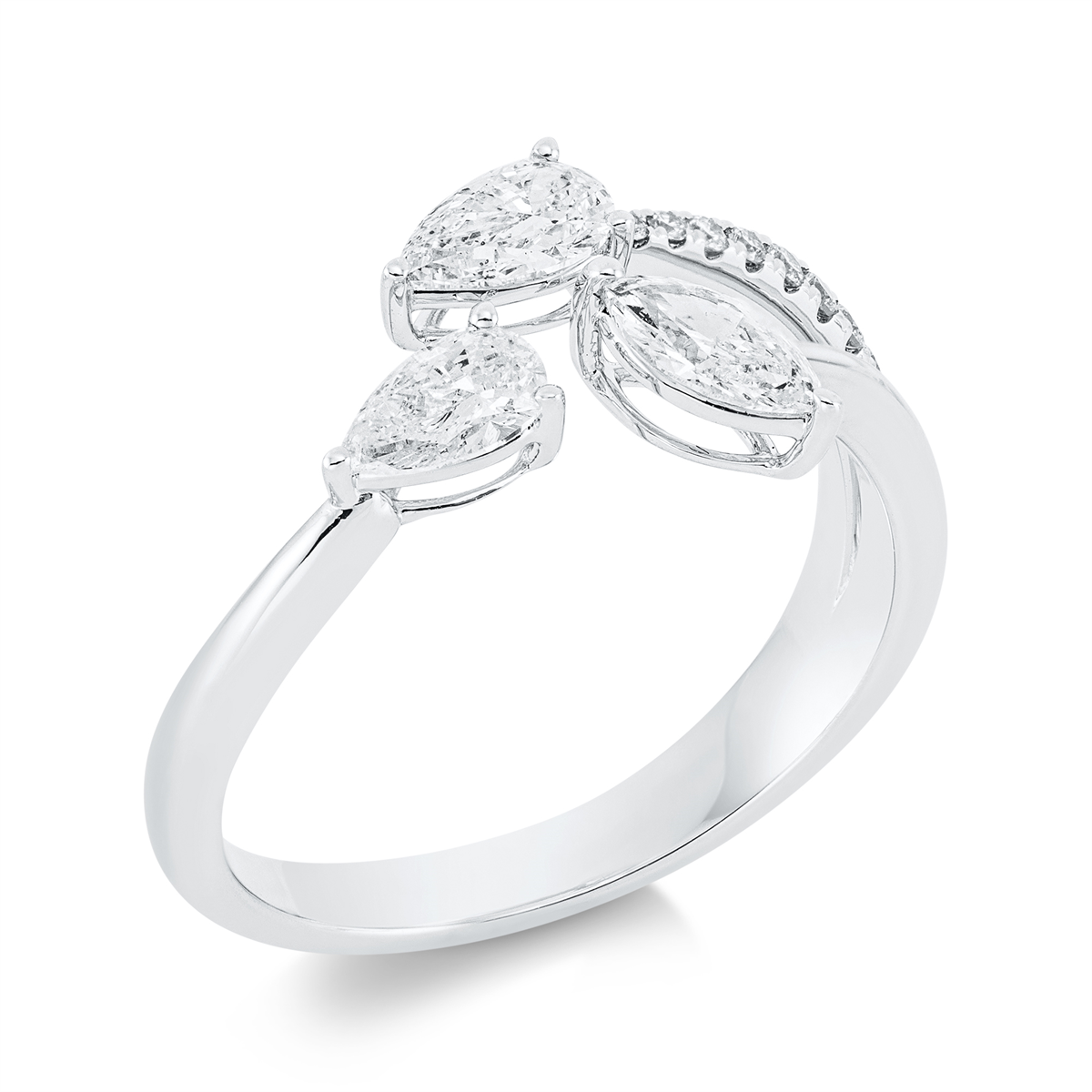 diamond full cut  modern woman ring in white gold