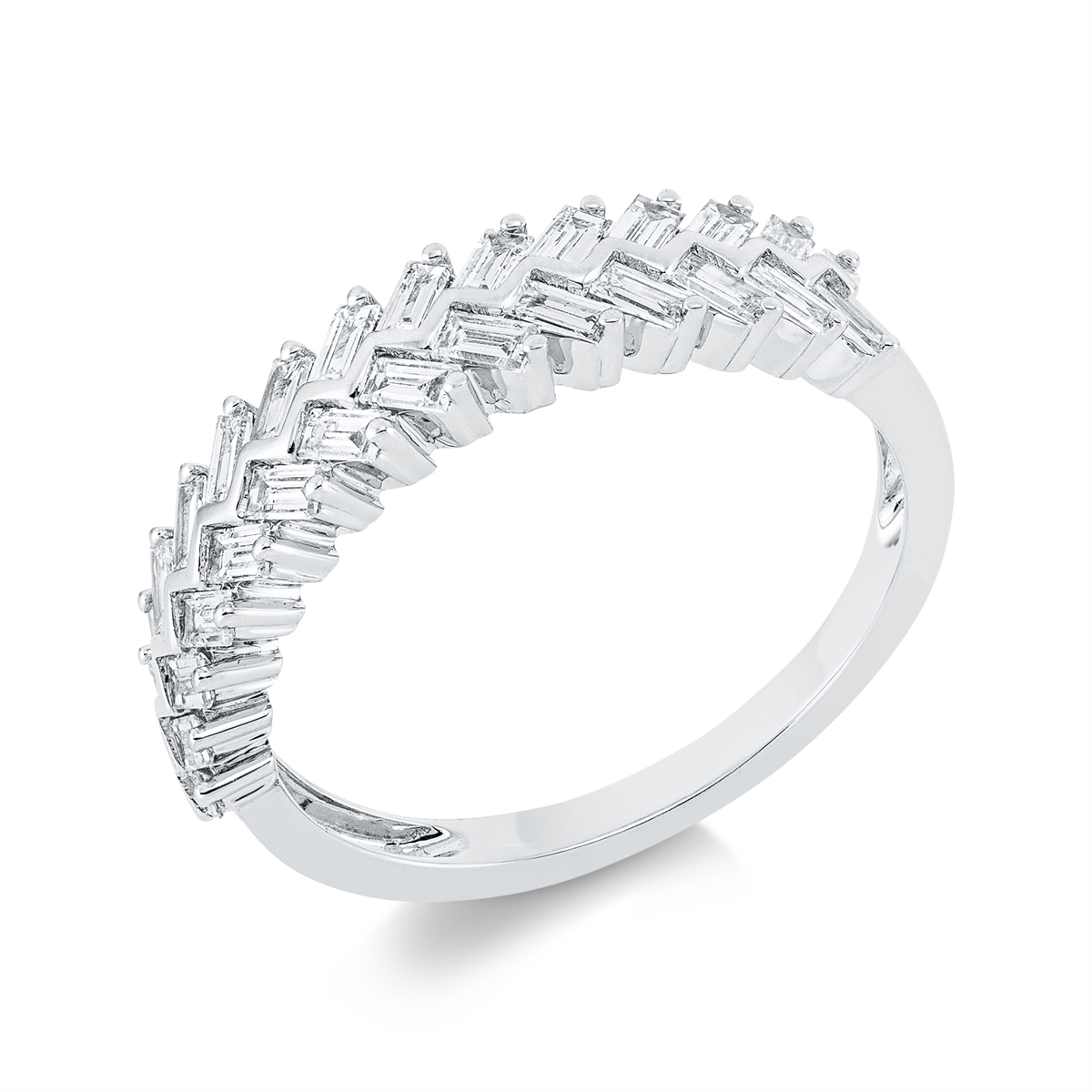 baguette  eternity half ring in white gold